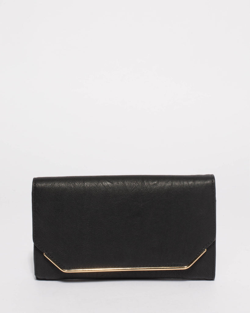 Black Smooth Myra Evening Clutch Bag