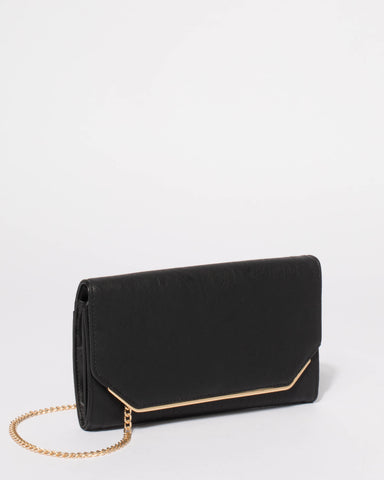 Black Smooth Myra Evening Clutch Bag