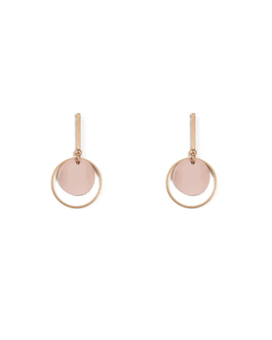 Circle In Circle Bar Drop Earrings