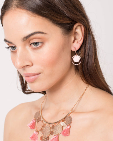 Circle In Circle Bar Drop Earrings