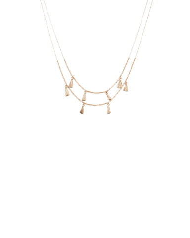 Rose Gold Tone Beaded Mini Tassel Necklace