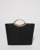 Black Smooth Jessie Clutch Bag With Gold Hardware