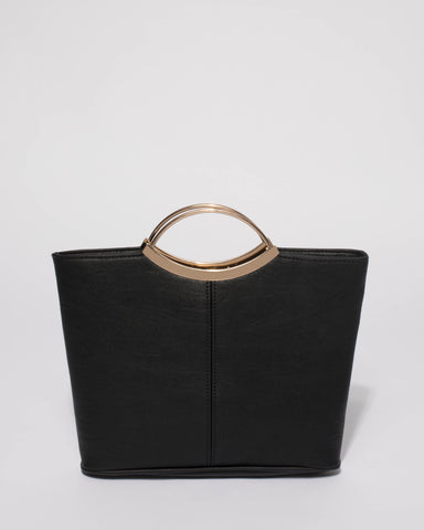 Black Smooth Jessie Clutch Bag With Gold Hardware