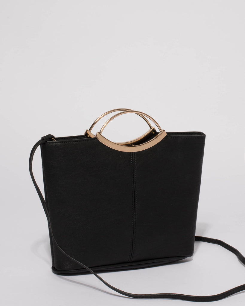 Black Smooth Jessie Clutch Bag With Gold Hardware