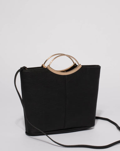 Black Smooth Jessie Clutch Bag With Gold Hardware