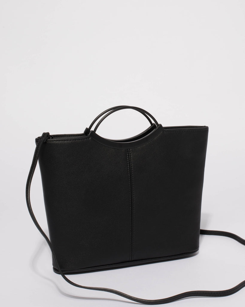 Black Smooth Jessie Clutch Bag With Matte Black Hardware