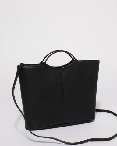 Black Smooth Jessie Clutch Bag With Matte Black Hardware