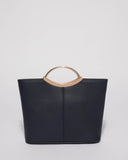 Navy Smooth Jessie Clutch Bag with Gold Hardware