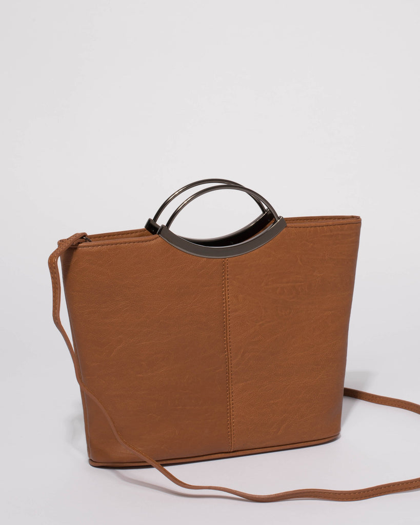 Tan Smooth Jessie Clutch Bag With Gunmetal Hardware