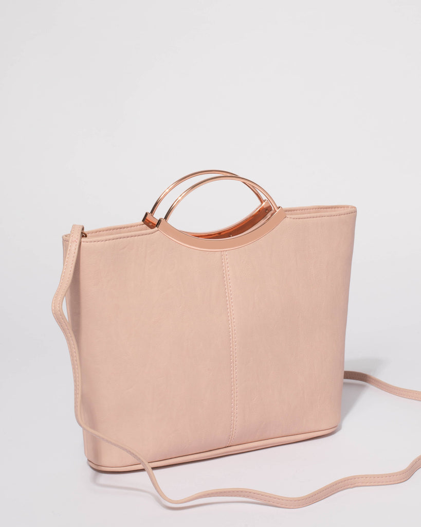 Pink Smooth Jessie Clutch Bag With Rose Gold Hardware