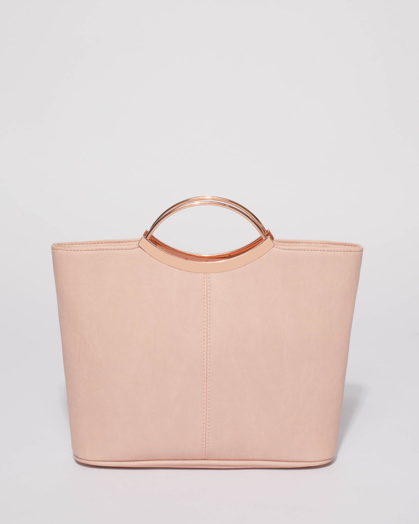 Pink Smooth Jessie Clutch Bag With Rose Gold Hardware