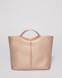 Rose Gold Saffiano Jessie Clutch Bag with Rose Gold Hardware