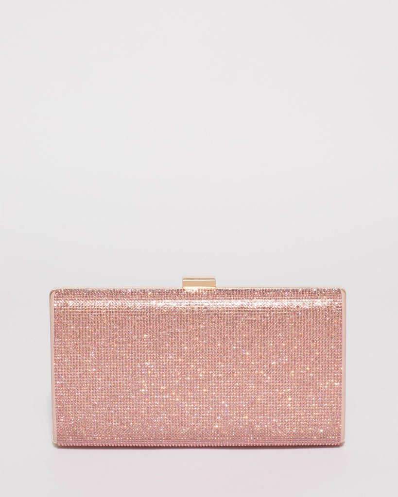 Pink Margot Diamante Hardcase Clutch Bag