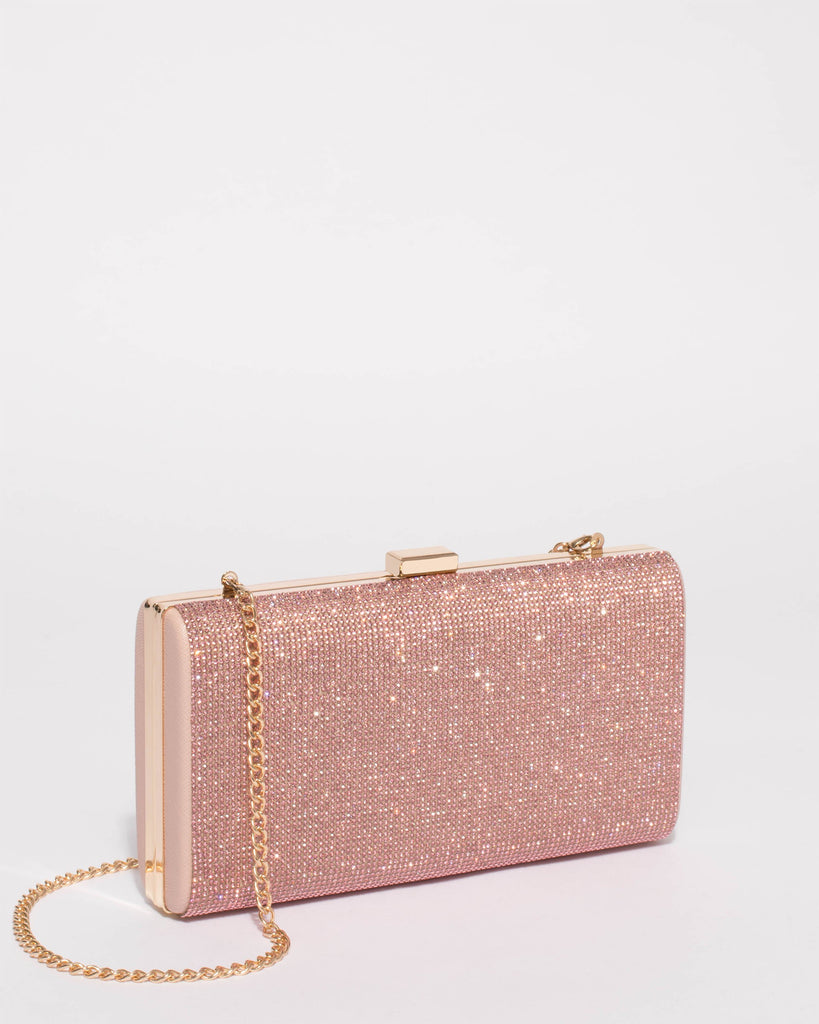 Pink Margot Diamante Hardcase Clutch Bag