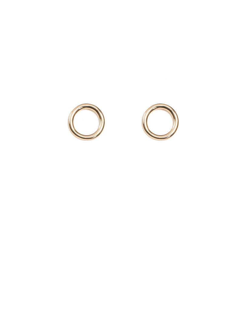 Gold Metal Circle Stud Earrings