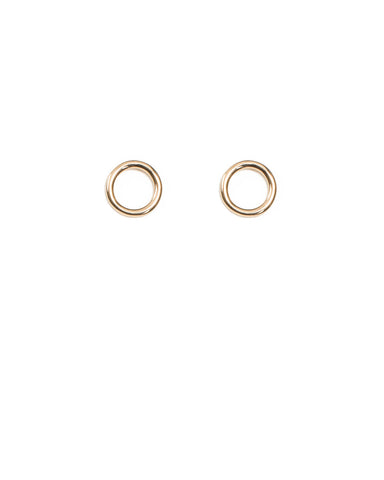 Gold Metal Circle Stud Earrings
