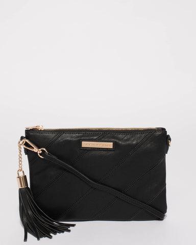 Black Diagonal Peta Crossbody Bag