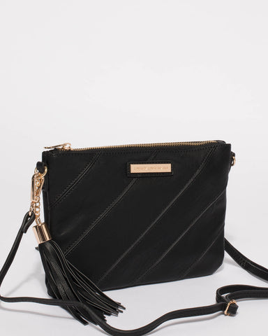 Black Diagonal Peta Crossbody Bag