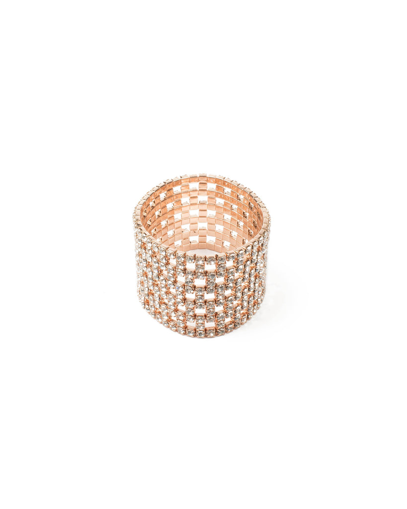 Crystal Rose Gold Tone Diamante Cut Out Stretch Wristwear