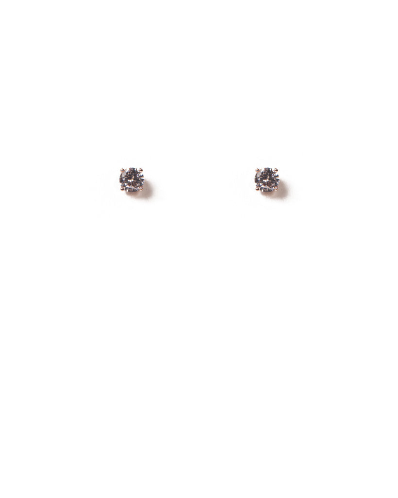 Crystal Rose Gold Tone  4 Claw Diamante Stud Earrings