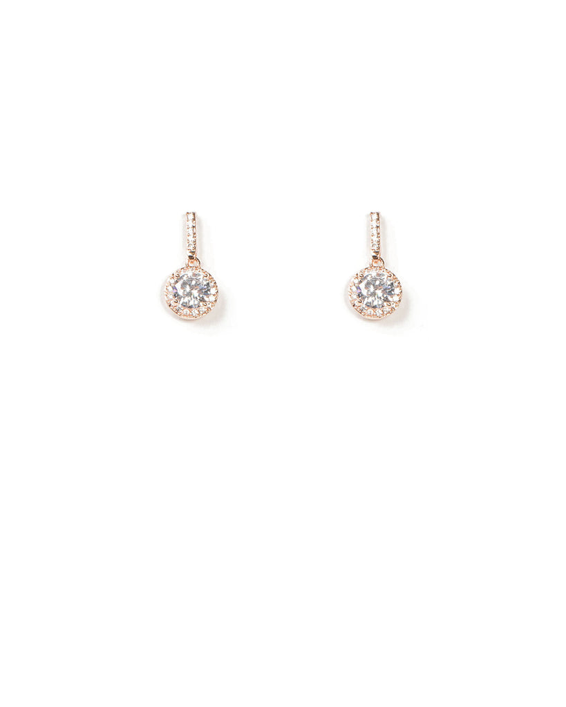 Rose Gold Tone Round Diamante Drop Earrings