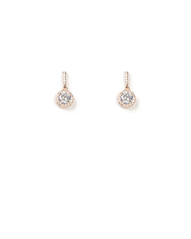 Rose Gold Tone Round Diamante Drop Earrings