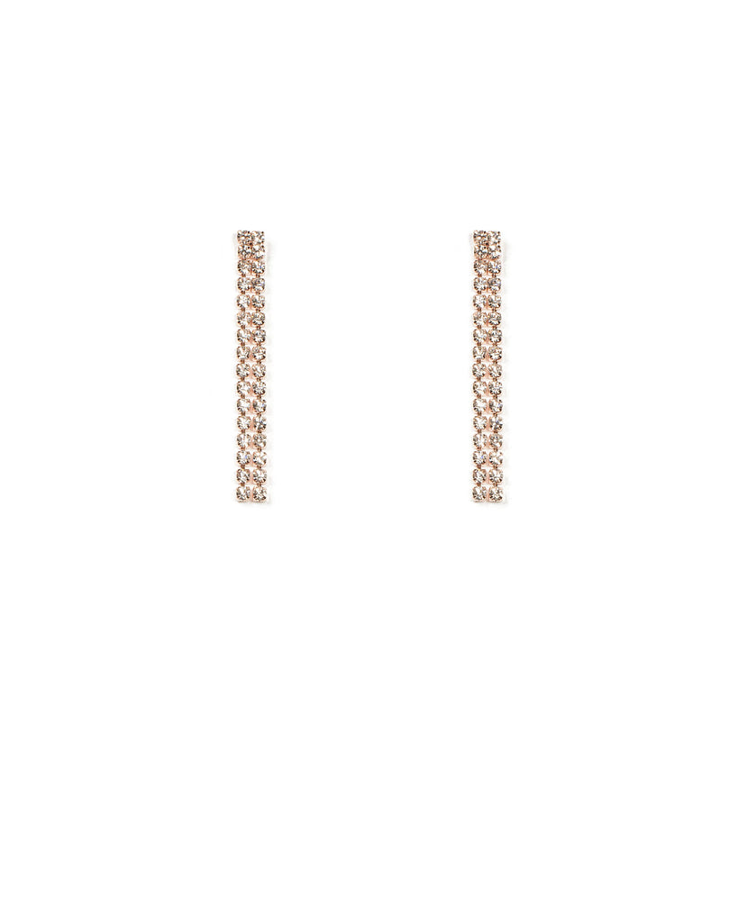 Double Row Diamante Rose Gold Drop Earrings