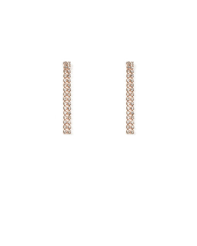 Double Row Diamante Rose Gold Drop Earrings