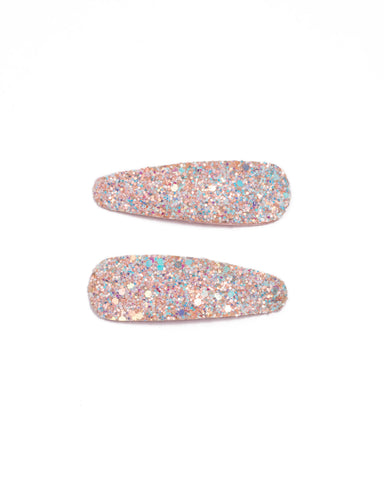 Multi Colour Silver Tone Large Glitter Clip Set