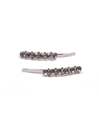 Silver Stone Multi Crystal Stone Hair Slide