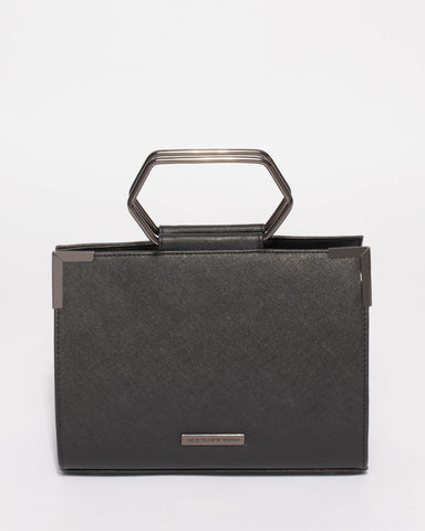 Black Steph Tote Bag With Gunmetal Hardware