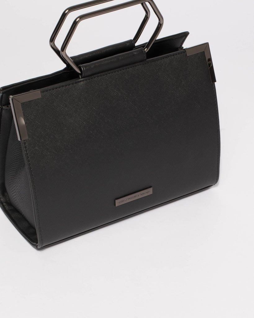 Black Steph Tote Bag With Gunmetal Hardware