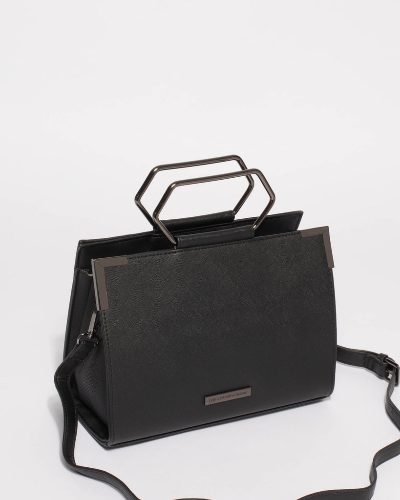 Black Steph Tote Bag With Gunmetal Hardware