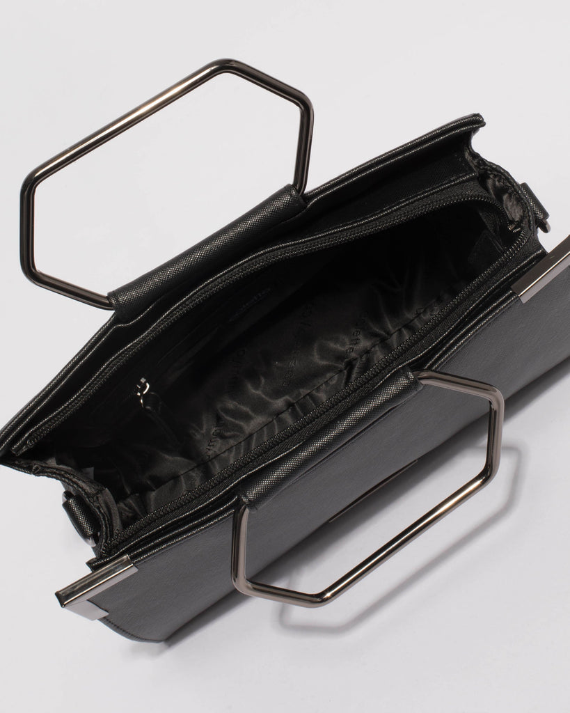 Black Steph Tote Bag With Gunmetal Hardware