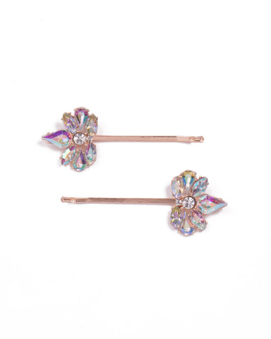 Rose Gold Tone Diamante Stone Hair Pin