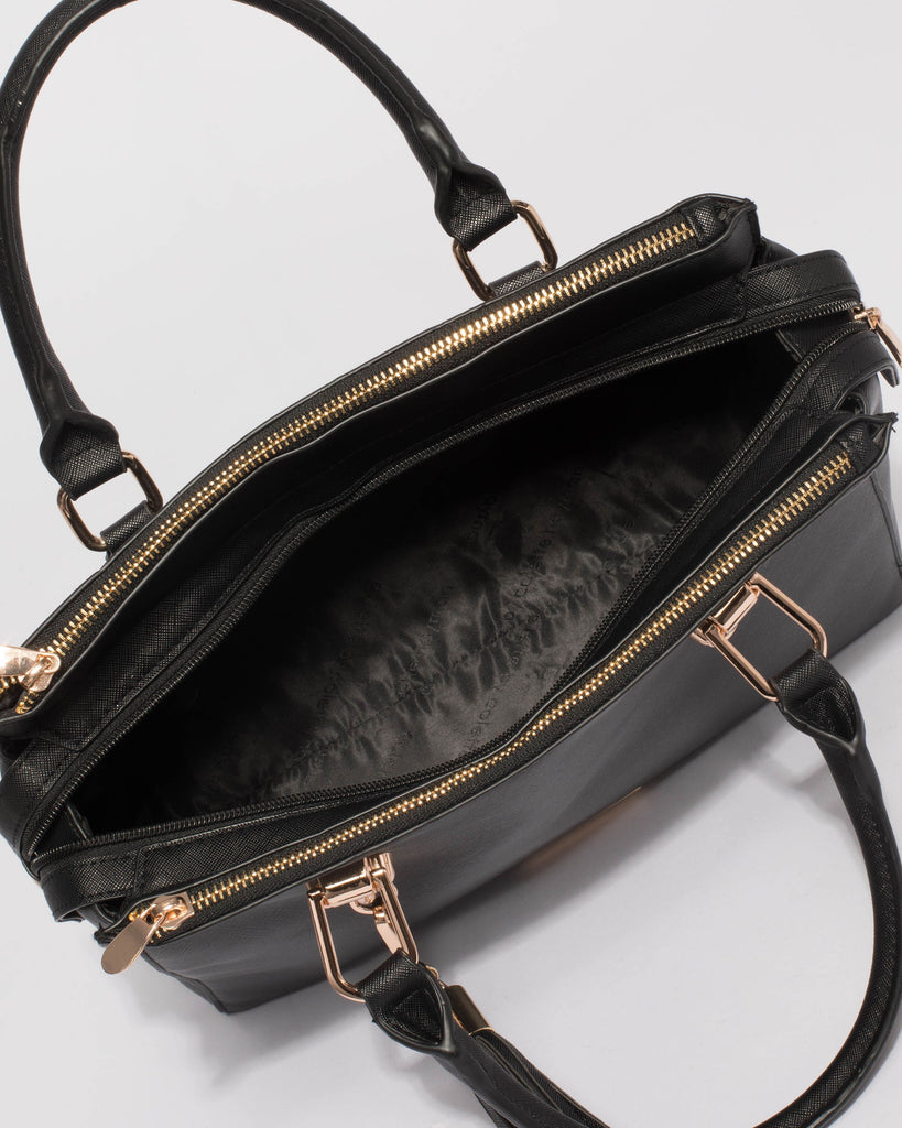 Black Audrey Structured Tote Bag