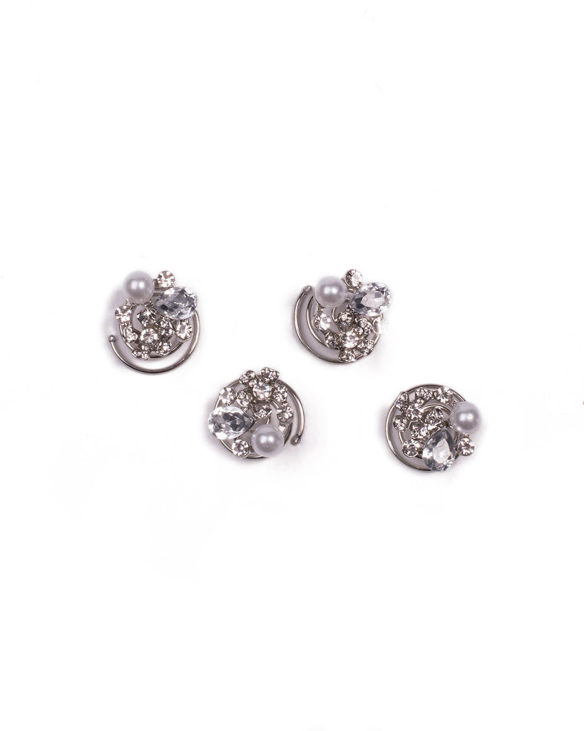 Silver Tone Multi Stone Twist Hair Pin
