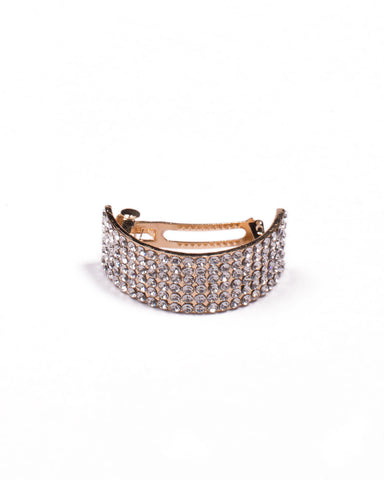Gold Tone Wide Diamante Metal Barrette