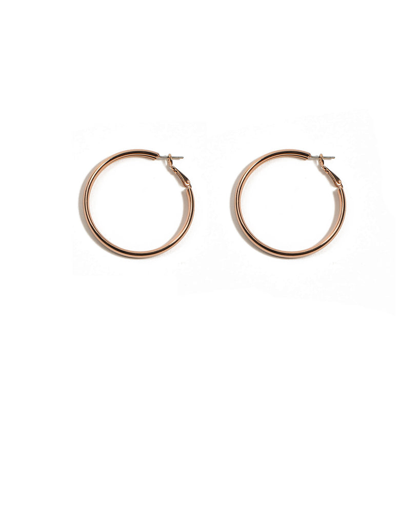 Rose Gold Thick Metal Hoop Earrings