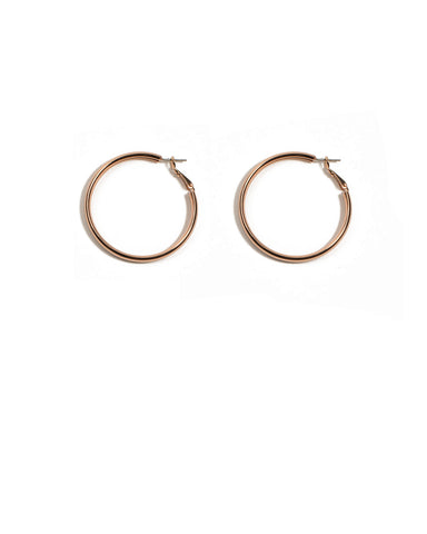Rose Gold Thick Metal Hoop Earrings