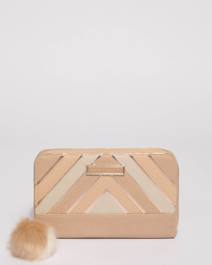 Natural Textured Addie Travel Wallet With Gold Hardware
