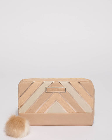 Natural Textured Addie Travel Wallet With Gold Hardware