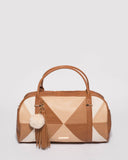 Tan Smooth Indie Weekender Bag With Gold Hardware