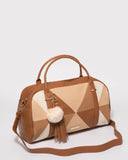 Tan Smooth Indie Weekender Bag With Gold Hardware
