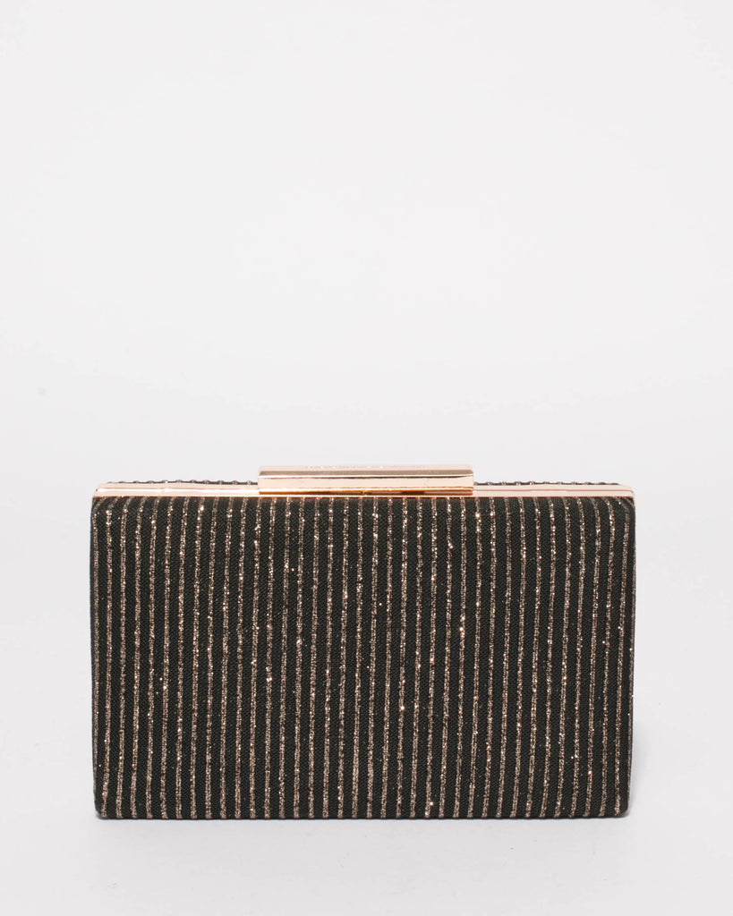 Black Gold Glitter Jaimi Clutch Bag