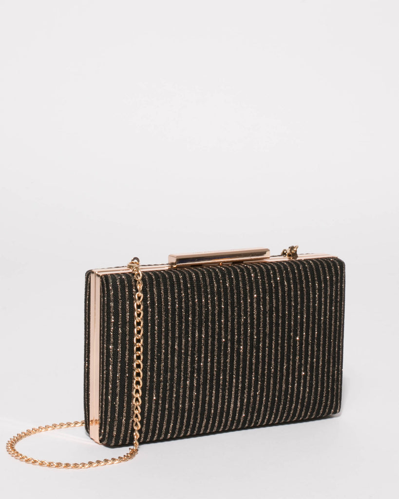 Black Gold Glitter Jaimi Clutch Bag