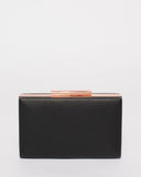 Black Smooth Jaimi Clutch Bag With Rose Gold Hardware
