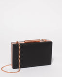 Black Smooth Jaimi Clutch Bag With Rose Gold Hardware