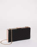Black Quilt Hardcase Clutch Bag