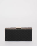 Black Quilt Hardcase Clutch Bag